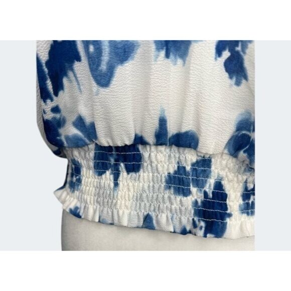 Michael Michael Kors Blue & White Floral Off-Shoulder Blouse Medium - Picture 9 of 11